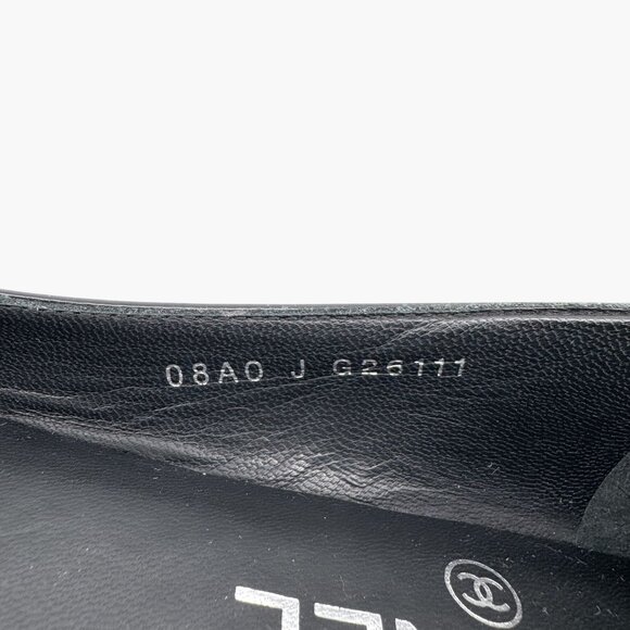 Chanel Cap Toe CC Ballet Flats Size 38.5 US 7.5-8 Black Patent Two Tone Shoes - Picture 15 of 16